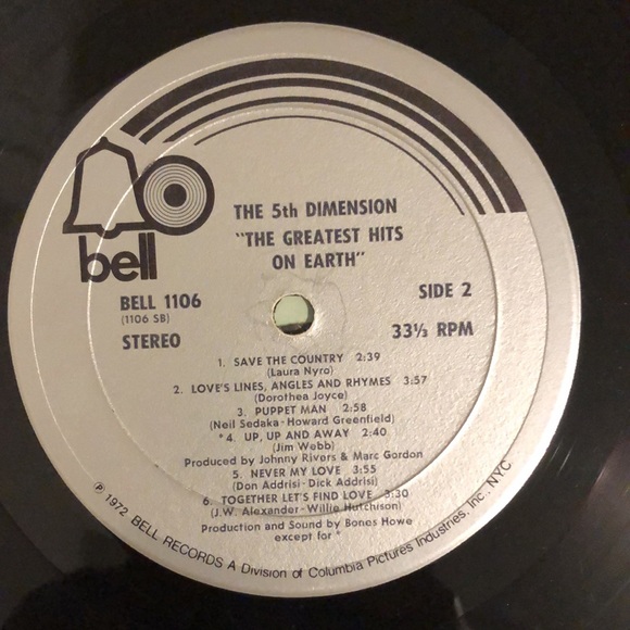 The 5th Dimension Greatest Hits On Earth Vinyl Lp '72 - Picture 4 of 7